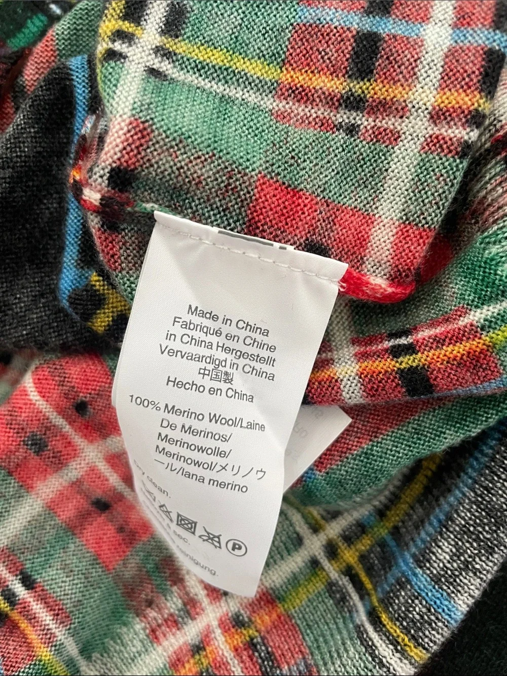 J. Crew Tartan Plaid Merino Wool Lightweight 3/4 Sleeve Sweater